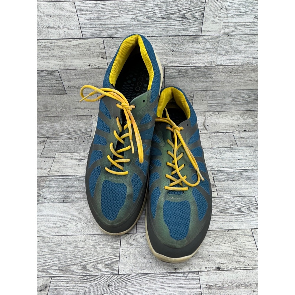 ECCO Biom Men Blue Yellow Mesh Athletic Walking Shoes‎ Size 44 EU 10.5 US
